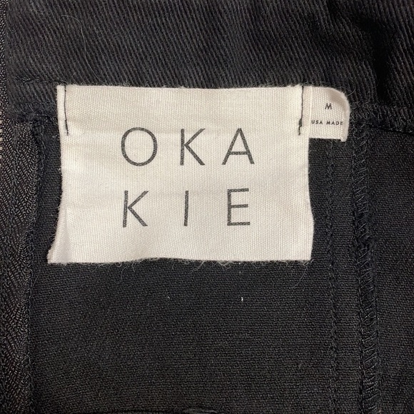 Oka Kie Black Denim Spaghetti Strap Crop Top With Zipper  - Size Medium - Picture 4 of 7